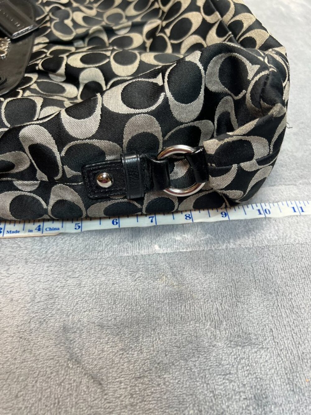 AUTHENTIC COACH ASHLEY SIGNATURE CARRYALL SHOULDER TOTE BAG PURSE F15510 BLACK - Picture 9 of 10